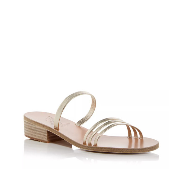Ancient Greek Sandals Women Siopi Low Heel Sandals Platinum Size 37EU